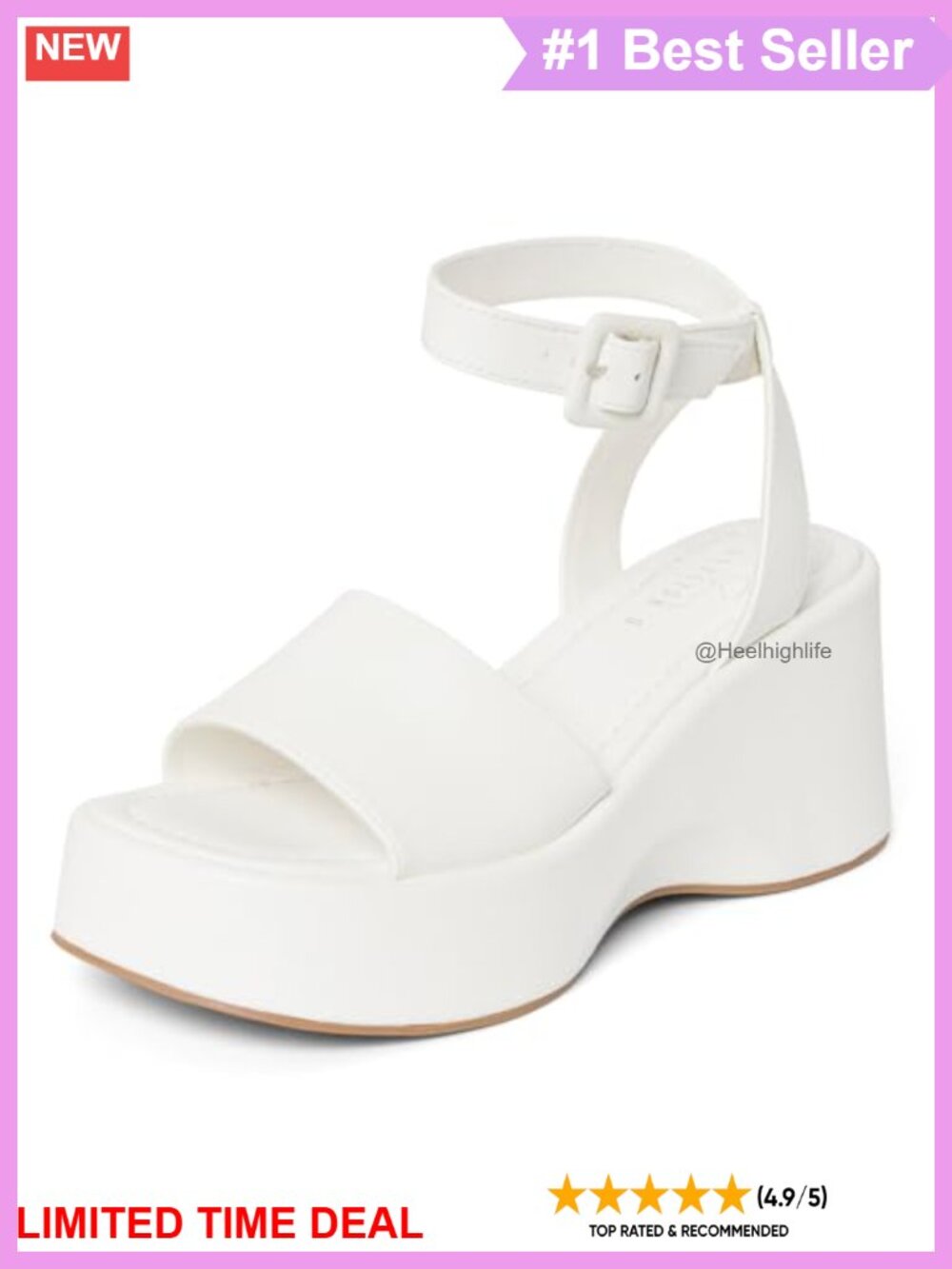 Womens Platform Wedge Sandals Open Toe Ankle Strap Buckle Dress Shoes
